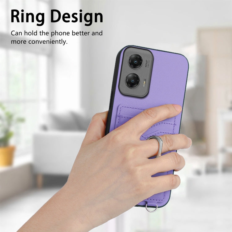 For Motorola Moto G Stylus 5G 2024 R20 Ring Card Holder Phone Case(Purple) - Motorola Cases by PMC Jewellery | Online Shopping South Africa | PMC Jewellery | Buy Now Pay Later Mobicred