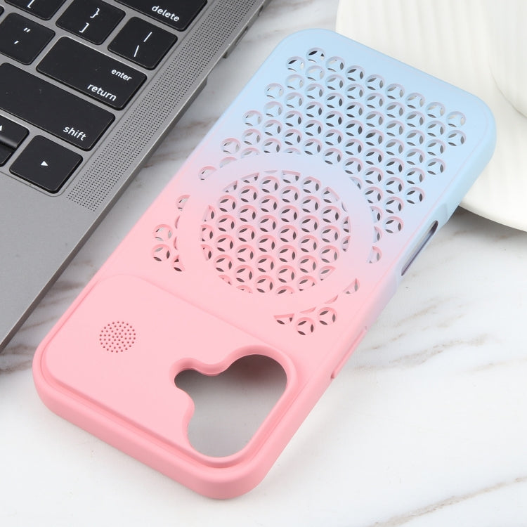 For iPhone 16 Plus Gradient Color Honeycomb Aromatherapy MagSafe Phone Case(Pink Blue) - iPhone 16 Plus Cases by PMC Jewellery | Online Shopping South Africa | PMC Jewellery | Buy Now Pay Later Mobicred