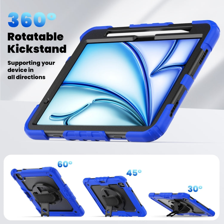 For iPad Air 11 2025 / 2024 Silicone Hybrid PC Tablet Case with Shoulder Strap(Black + Dark Blue) - free shipping - PMC TechLife - Order now!