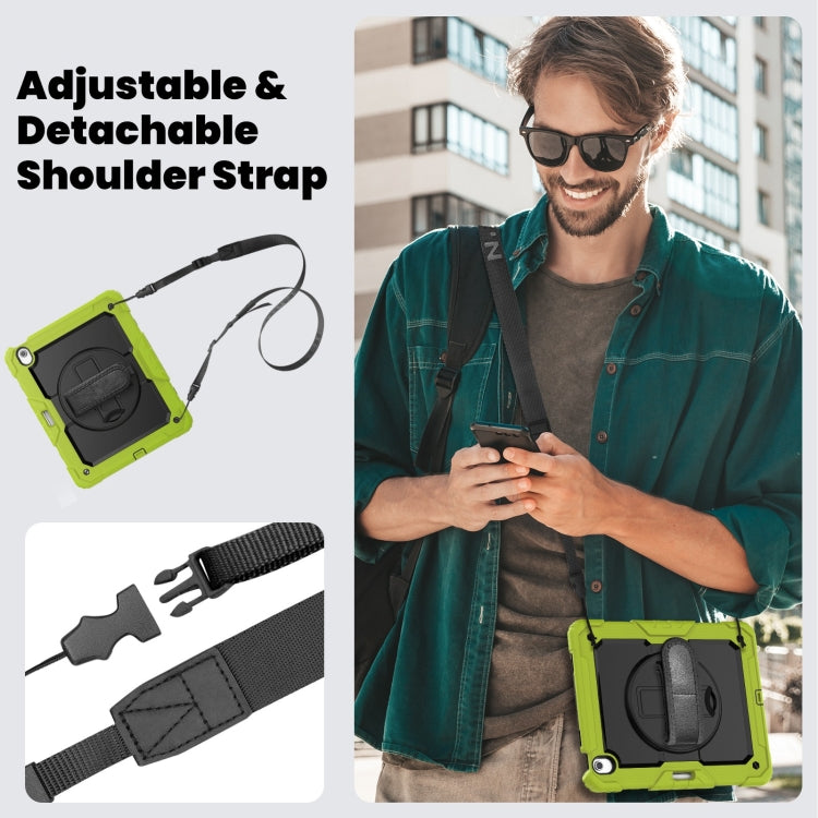 For iPad Air 13 2025 / 2024 Silicone Hybrid PC Tablet Case with Shoulder Strap(Black + Yellow Green) - iPad Air 13 2025 / 2024 Cases by PMC TechLife | Online Shopping South Africa | PMC TechLife | Buy Now Pay Later Mobicred