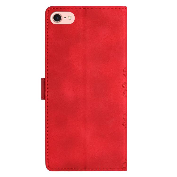 For iPhone 16e Cherry Blossom Butterfly Skin Feel Embossed PU Phone Case(Red) - iPhone 16e Cases by PMC TechLife | Online Shopping South Africa | PMC TechLife | Buy Now Pay Later Mobicred
