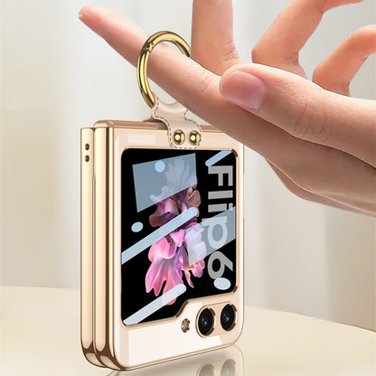 For Samsung Galaxy Z Flip6 GKK Integrated Electroplating Phone Case with Ring(Transparent) - Galaxy Z Flip6 5G Cases by GKK | Online Shopping South Africa | PMC Jewellery | Buy Now Pay Later Mobicred