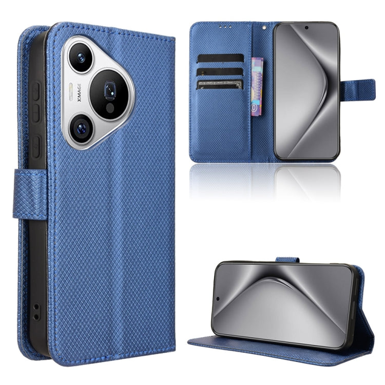 For Huawei Pura 70 Diamond Texture Leather Phone Case(Blue) - Huawei Cases by PMC Jewellery | Online Shopping South Africa | PMC Jewellery | Buy Now Pay Later Mobicred