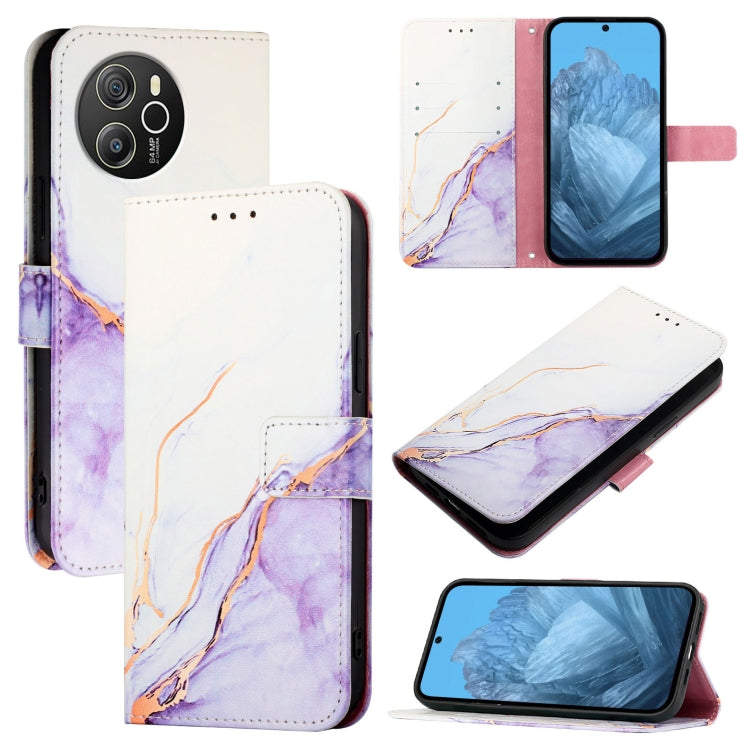 For Blackview Shark 8 PT003 Marble Pattern Flip Leather Phone Case(White Purple) - More Brand by PMC Jewellery | Online Shopping South Africa | PMC Jewellery | Buy Now Pay Later Mobicred