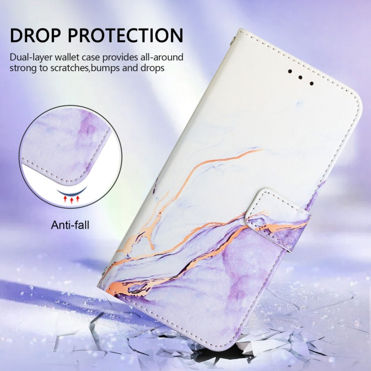 For Blackview Color 8 PT003 Marble Pattern Flip Leather Phone Case(White Purple) - More Brand by PMC TechLife | Online Shopping South Africa | PMC TechLife | Buy Now Pay Later Mobicred