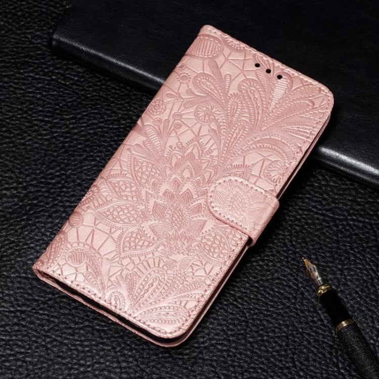 For Motorola Moto G Power 5G 2024 Lace Flower Embossing Flip Leather Phone Case(Rose Gold) - Motorola Cases by PMC Jewellery | Online Shopping South Africa | PMC Jewellery | Buy Now Pay Later Mobicred