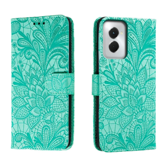 For Motorola Moto G Power 5G 2024 Lace Flower Embossing Flip Leather Phone Case(Green) - Motorola Cases by PMC Jewellery | Online Shopping South Africa | PMC Jewellery | Buy Now Pay Later Mobicred