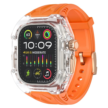 For Apple Watch Ultra 2 49mm Modified PC Hybrid TPU Watch Case Band(Orange Transparent) - Watch Bands by PMC Jewellery | Online Shopping South Africa | PMC Jewellery | Buy Now Pay Later Mobicred