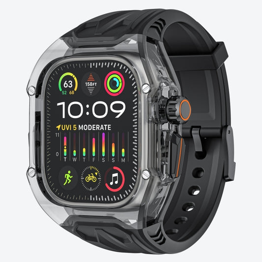 For Apple Watch Ultra 49mm Modified PC Hybrid TPU Watch Case Band(Black Clear Black) - Watch Bands by PMC Jewellery | Online Shopping South Africa | PMC Jewellery | Buy Now Pay Later Mobicred