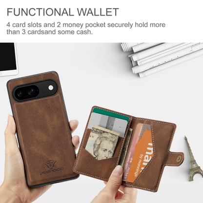 For Google Pixel 9 JEEHOOD J01 Retro Magnetic Detachable Wallet Phone Case(Brown) - Google Cases by JEEHOOD | Online Shopping South Africa | PMC Jewellery | Buy Now Pay Later Mobicred