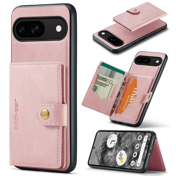 For Google Pixel 9 JEEHOOD J01 Retro Magnetic Detachable Wallet Phone Case(Pink) - Google Cases by JEEHOOD | Online Shopping South Africa | PMC Jewellery | Buy Now Pay Later Mobicred