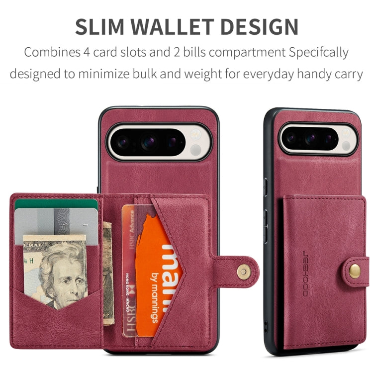 For Google Pixel 9 Pro JEEHOOD J01 Retro Magnetic Detachable Wallet Phone Case(Red) - Google Cases by JEEHOOD | Online Shopping South Africa | PMC TechLife | Buy Now Pay Later Mobicred