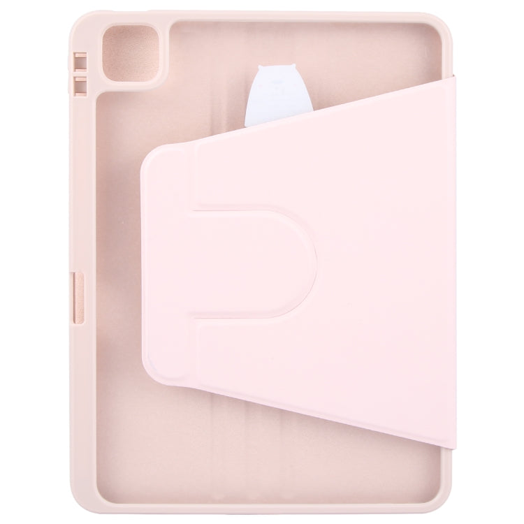 For iPad Air 11 2025 / 2024 / Air 5 GEBEI Acrylic TPU 3-folding Rotating Smart Tablet Leather Case withh Pen Slot(Pink) - iPad Air 11 2025 / 2024 Cases by GEBEI | Online Shopping South Africa | PMC Jewellery | Buy Now Pay Later Mobicred