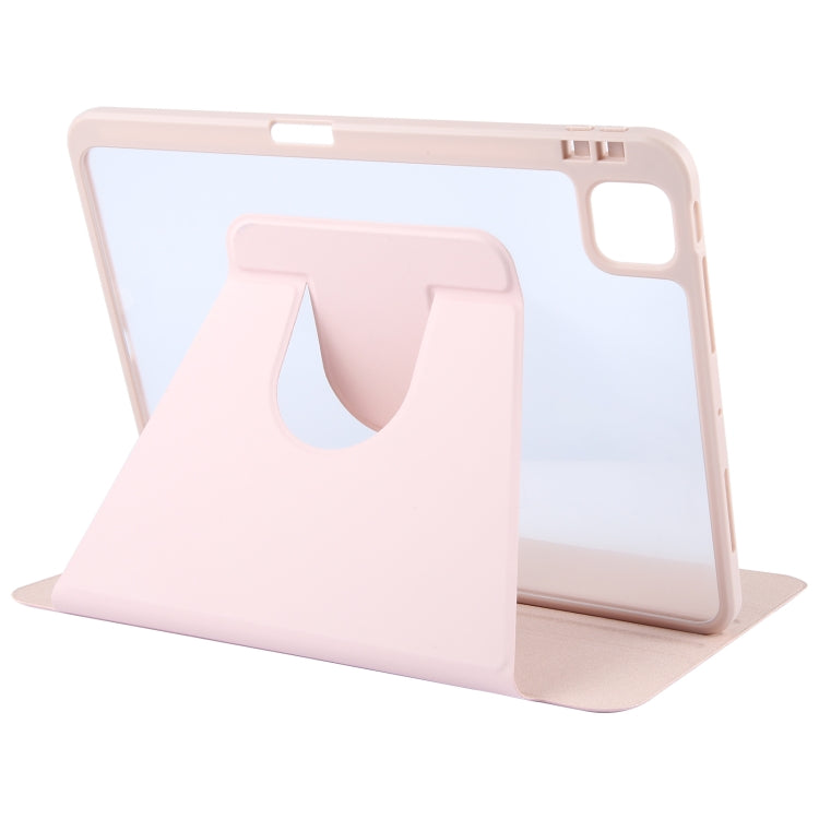 For iPad Air 11 2025 / 2024 / Air 5 GEBEI Acrylic TPU 3-folding Rotating Smart Tablet Leather Case withh Pen Slot(Pink) - iPad Air 11 2025 / 2024 Cases by GEBEI | Online Shopping South Africa | PMC Jewellery | Buy Now Pay Later Mobicred