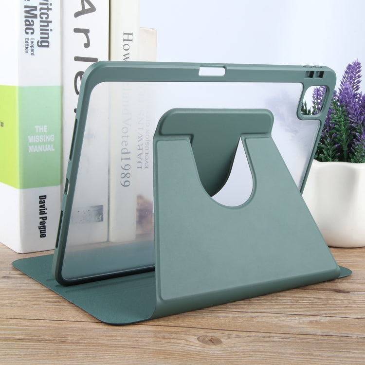 For iPad Air 13 2025 / 2024 GEBEI Acrylic TPU 3-folding Rotating Smart Tablet Leather Case withh Pen Slot(Dark Green) - iPad Air 13 2025 / 2024 Cases by GEBEI | Online Shopping South Africa | PMC Jewellery | Buy Now Pay Later Mobicred