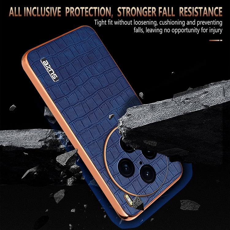 For vivo X100 Pro 5G / X100s Pro AZNS Electroplated Frame Crocodile Texture Full Coverage Phone Case(Brown) - X100 Pro Cases by AZNS | Online Shopping South Africa | PMC Jewellery | Buy Now Pay Later Mobicred