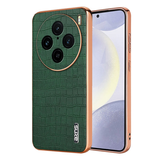 For vivo X100 Pro 5G / X100s Pro AZNS Electroplated Frame Crocodile Texture Full Coverage Phone Case(Green) - X100 Pro Cases by AZNS | Online Shopping South Africa | PMC Jewellery | Buy Now Pay Later Mobicred