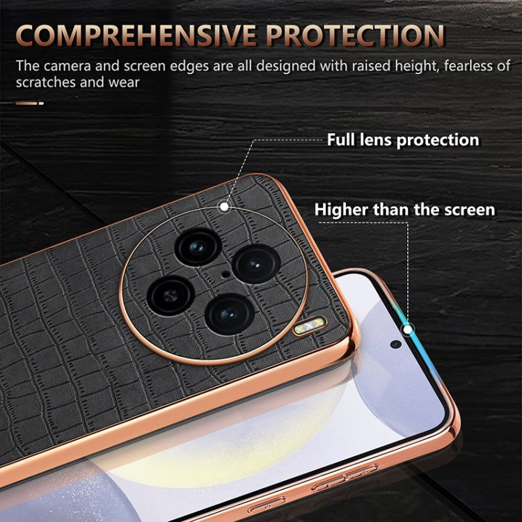 For vivo X100 Pro 5G / X100s Pro AZNS Electroplated Frame Crocodile Texture Full Coverage Phone Case(Blue) - X100 Pro Cases by AZNS | Online Shopping South Africa | PMC Jewellery | Buy Now Pay Later Mobicred