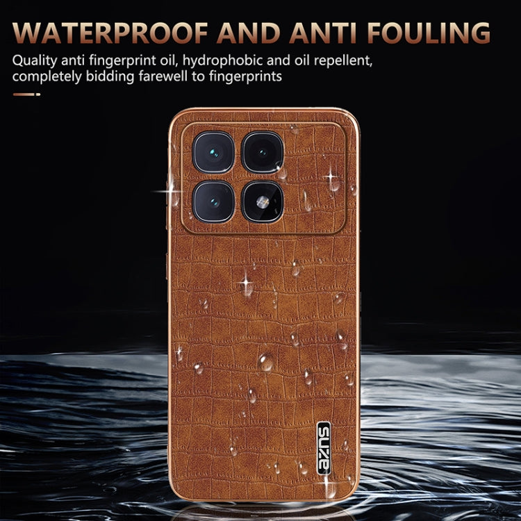 For Redmi K70 Ultra AZNS Electroplated Frame Crocodile Texture Full Coverage Phone Case(Brown) - Xiaomi Cases by AZNS | Online Shopping South Africa | PMC Jewellery | Buy Now Pay Later Mobicred