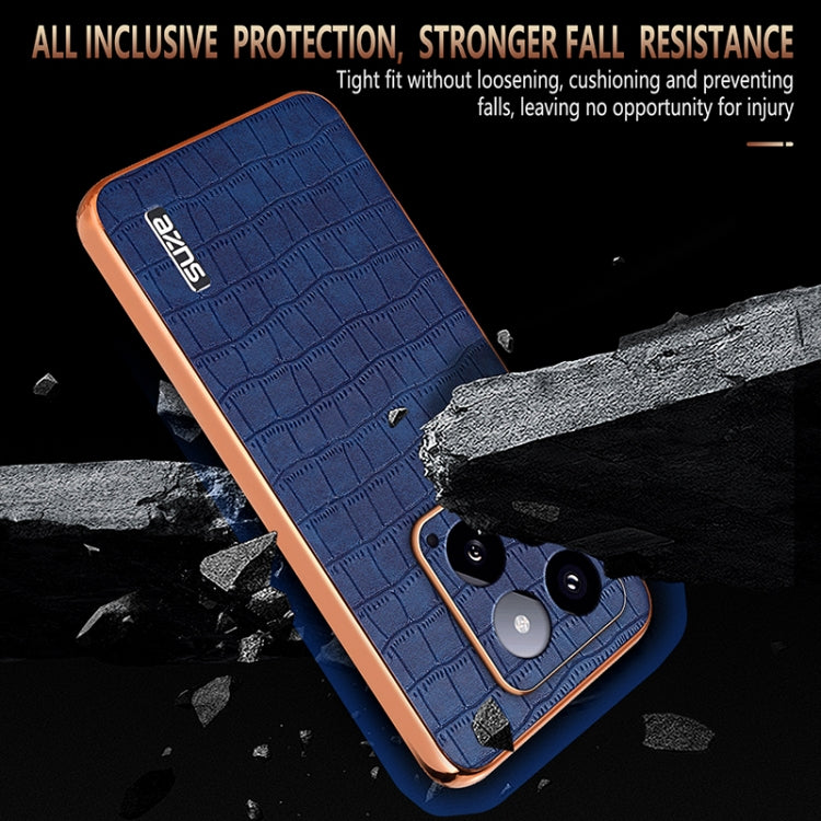 For Xiaomi 14 AZNS Electroplated Frame Crocodile Texture Full Coverage Phone Case(Black) - 14 Cases by AZNS | Online Shopping South Africa | PMC Jewellery | Buy Now Pay Later Mobicred