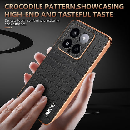 For Xiaomi 14 AZNS Electroplated Frame Crocodile Texture Full Coverage Phone Case(White) - 14 Cases by AZNS | Online Shopping South Africa | PMC Jewellery | Buy Now Pay Later Mobicred