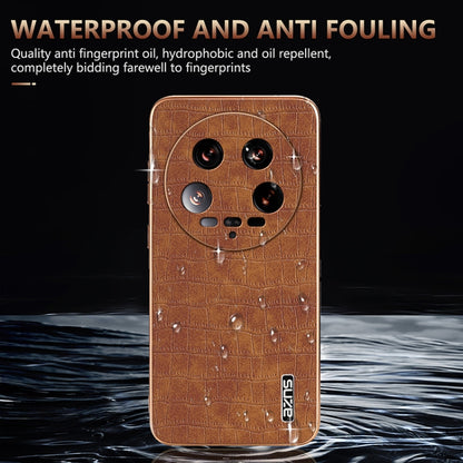 For Xiaomi 14 Ultra AZNS Electroplated Frame Crocodile Texture Full Coverage Phone Case(White) - 14 Ultra Cases by AZNS | Online Shopping South Africa | PMC Jewellery | Buy Now Pay Later Mobicred