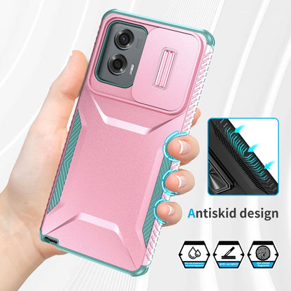 For Motorola Moto G Stylus 5G 2024 Sliding Camshield Phone Case(Pink + Grey Green) - Motorola Cases by PMC Jewellery | Online Shopping South Africa | PMC Jewellery | Buy Now Pay Later Mobicred