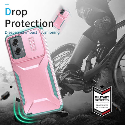 For Motorola Moto G Stylus 5G 2024 Sliding Camshield Phone Case(Pink + Grey Green) - Motorola Cases by PMC Jewellery | Online Shopping South Africa | PMC Jewellery | Buy Now Pay Later Mobicred