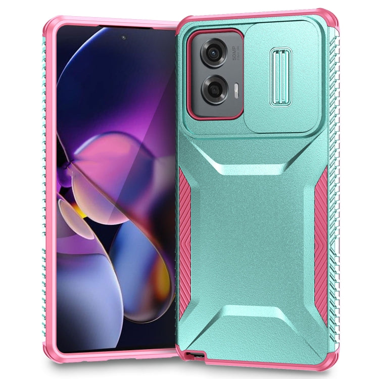 For Motorola Moto G Stylus 5G 2024 Sliding Camshield Phone Case(Grey Green + Pink) - Motorola Cases by PMC Jewellery | Online Shopping South Africa | PMC Jewellery | Buy Now Pay Later Mobicred