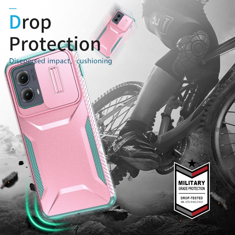 For Motorola Edge 5G 2024 Sliding Camshield Phone Case(Pink + Grey Green) - Motorola Cases by PMC Jewellery | Online Shopping South Africa | PMC Jewellery | Buy Now Pay Later Mobicred