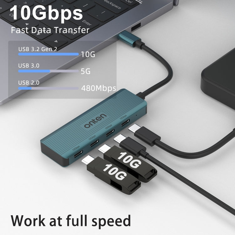 Onten UC620 10Gbps USB-C / Type-C to USB 3.2 Gen2 4 in 1 Multi-function HUB Docking Station, Length:1.5m(Green) - USB HUB by Onten | Online Shopping South Africa | PMC Jewellery | Buy Now Pay Later Mobicred