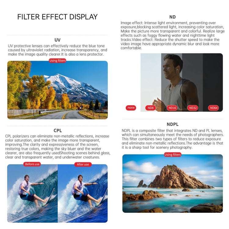 For DJI Osmo Action 4 JUNESTAR Threaded Camera Lens Filter, Filter:4 in 1 UV CPL ND16 ND32 - Lens Filter by JSR | Online Shopping South Africa | PMC Jewellery | Buy Now Pay Later Mobicred