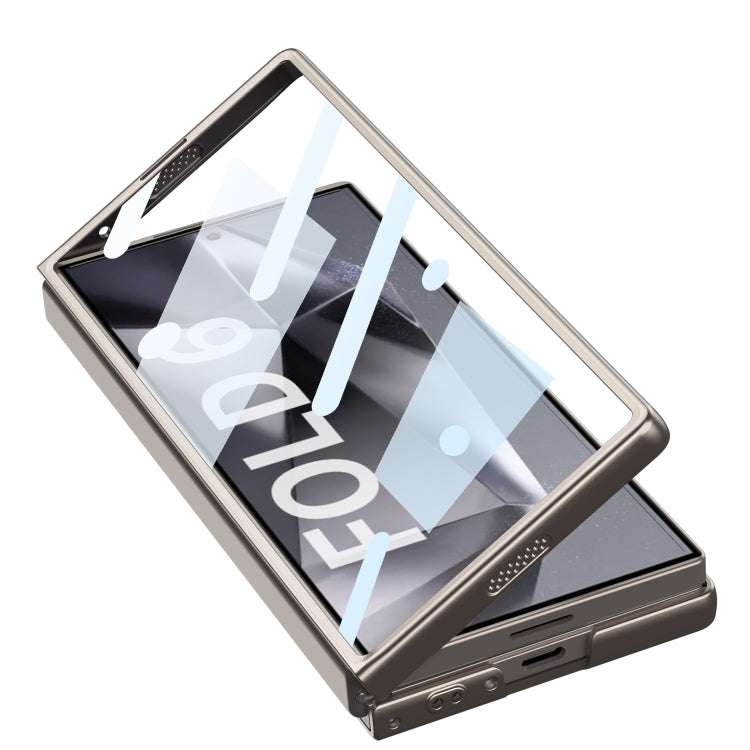 For Samsung Galaxy Z Fold6 GKK Integrated Ultra-thin Sliding Window Leather Phone Case(Silver) - free shipping - PMC Jewellery - Order now!