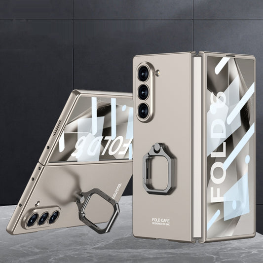 For Samsung Galaxy Z Fold6 GKK Integrated Accurate Hole Ultra-thin Square Ring Holder Phone Case(Titanium Grey) - Galaxy Z Fold6 5G Cases by GKK | Online Shopping South Africa | PMC Jewellery | Buy Now Pay Later Mobicred