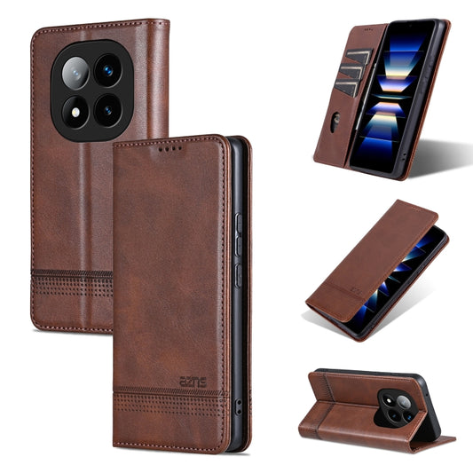 For Redmi Note 14 Pro+ 5G AZNS Magnetic Calf Texture Flip Leather Phone Case(Dark Brown) - Note 14 Pro+ Cases by AZNS | Online Shopping South Africa | PMC Jewellery | Buy Now Pay Later Mobicred