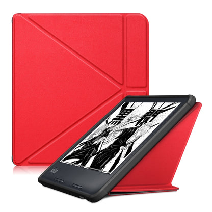 For Kobo Libra Colour 2024 Solid Color Deformation TPU Leather Smart Tablet Case(Red) - Others by PMC Jewellery | Online Shopping South Africa | PMC Jewellery | Buy Now Pay Later Mobicred