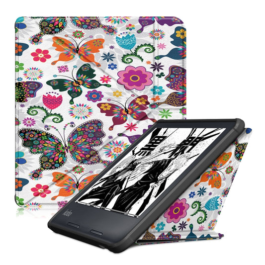 For Kobo Libra Colour 2024 Solid Color Deformation TPU Leather Smart Tablet Case(Butterflies) - Others by PMC Jewellery | Online Shopping South Africa | PMC Jewellery | Buy Now Pay Later Mobicred