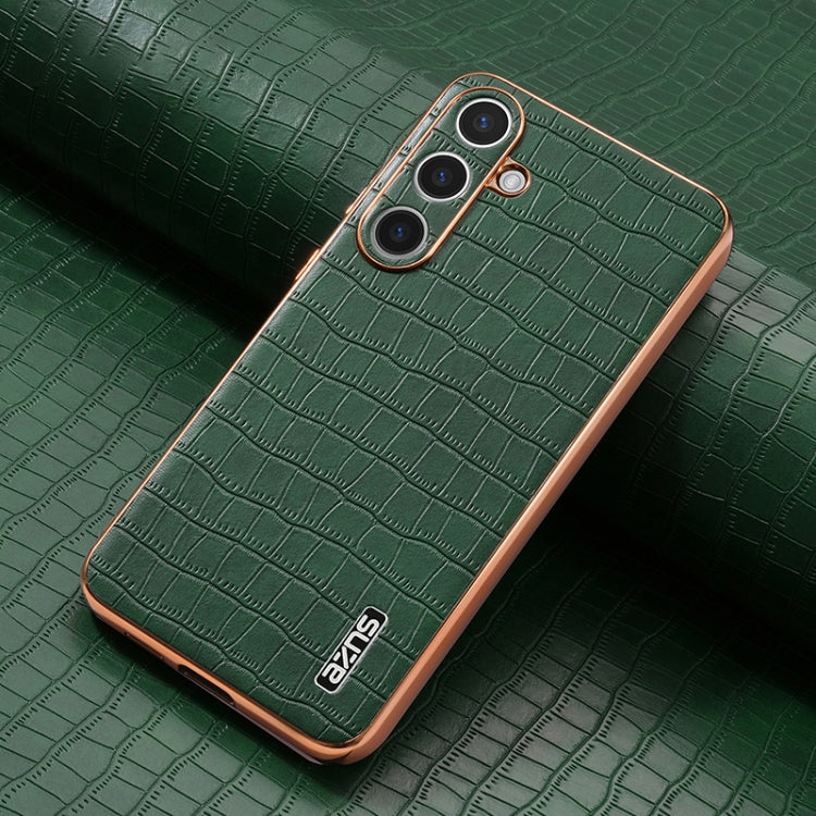 For Samsung Galaxy S25 5G AZNS Electroplated Frame Crocodile Texture Full Coverage Phone Case(Green) - Galaxy S25 5G Cases by AZNS | Online Shopping South Africa | PMC Jewellery | Buy Now Pay Later Mobicred