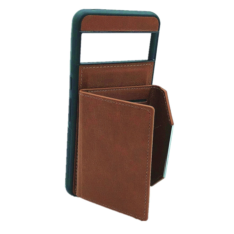 For Google Pixel 9 / 9 Pro Solid Color Metal Buckle Card Slots Bag Phone Case(Brown) - Google Cases by PMC Jewellery | Online Shopping South Africa | PMC Jewellery | Buy Now Pay Later Mobicred