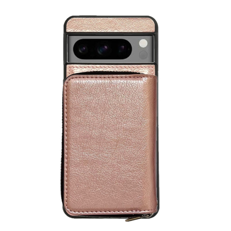 For Google Pixel 6 Solid Color Zipper 11-Card Slots Bag Phone Case with Lanyard(Rose Gold) - Google Cases by PMC TechLife | Online Shopping South Africa | PMC TechLife | Buy Now Pay Later Mobicred