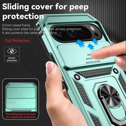 For Google Pixel 9 Pro Sliding Camshield Holder Phone Case(Green) - Google Cases by PMC Jewellery | Online Shopping South Africa | PMC Jewellery | Buy Now Pay Later Mobicred