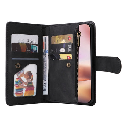 For iPhone 16 Plus Skin Feel Multi-Card Wallet Zipper Leather Phone Case(Black) - iPhone 16 Plus Cases by PMC Jewellery | Online Shopping South Africa | PMC Jewellery | Buy Now Pay Later Mobicred