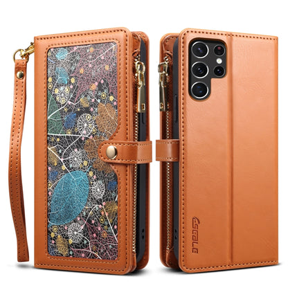 For Samsung Galaxy S25 Ultra 5G ESEBLE Star Series Lanyard Zipper Wallet RFID Leather Case(Brown) - Galaxy S25 Ultra 5G Cases by ESEBLE | Online Shopping South Africa | PMC Jewellery | Buy Now Pay Later Mobicred