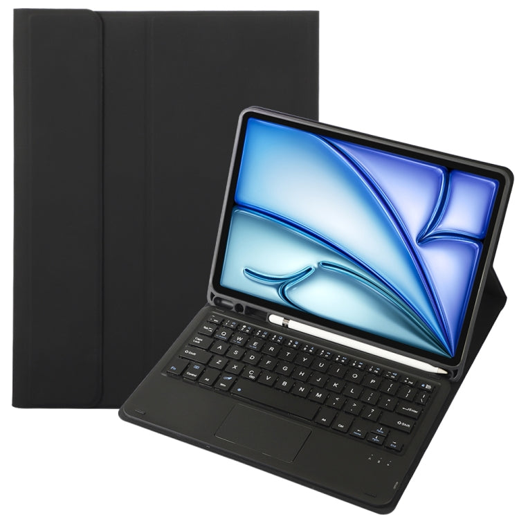 For iPad Air 11 2024 / Air 5 10.9 A098B-A Detachable Ultra-Thin Bluetooth Touch Keyboard Leather Tablet Case with Pen Slot(Black) - For iPad Air by PMC Jewellery | Online Shopping South Africa | PMC Jewellery | Buy Now Pay Later Mobicred