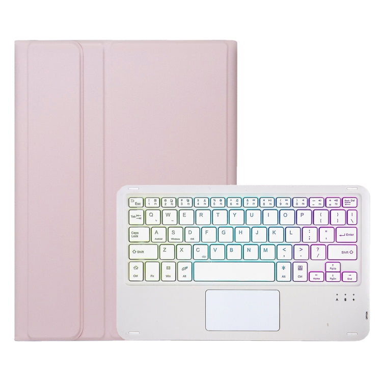 For iPad Air 11 2024 / Air 5 10.9 A098B-AS Detachable Ultra-Thin Backlit Bluetooth Touch Keyboard Leather Tablet Case with Pen Slot(Pink) - For iPad Air by PMC Jewellery | Online Shopping South Africa | PMC Jewellery | Buy Now Pay Later Mobicred