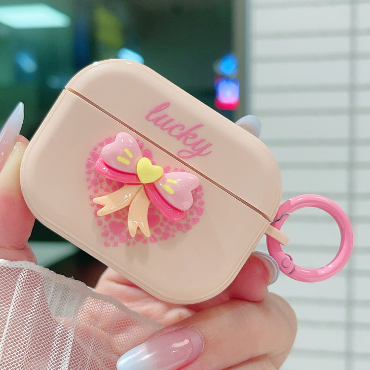 For AirPods Pro 3D Love Bowknot Bluetooth Earphone Protective Case(Pink) - For AirPods Pro by PMC Jewellery | Online Shopping South Africa | PMC Jewellery | Buy Now Pay Later Mobicred