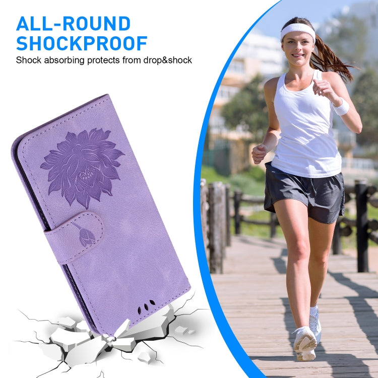 For Tecno Spark G0 2024 / Spark 20 Lotus Embossed Leather Phone Case(Purple) - Tecno Cases by PMC Jewellery | Online Shopping South Africa | PMC Jewellery | Buy Now Pay Later Mobicred