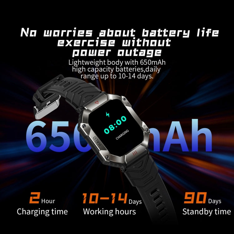 KR80 2.0 inch BT5.1 IP67 Sport Smart Watch, Support Bluetooth Call / Sleep / Blood Oxygen / Heart Rate / Blood Pressure Health Monitor(Black) - Smart Watches by PMC Jewellery | Online Shopping South Africa | PMC Jewellery | Buy Now Pay Later Mobicred