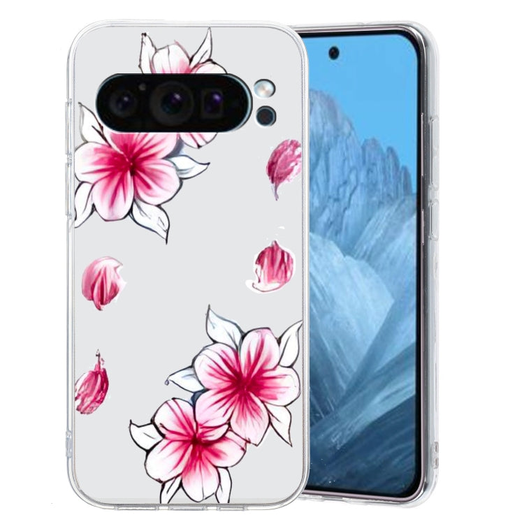 For Google Pixel 9 Pro Colored Drawing Pattern Transparent TPU Phone Case(Sakura) - Google Cases by PMC Jewellery | Online Shopping South Africa | PMC Jewellery | Buy Now Pay Later Mobicred