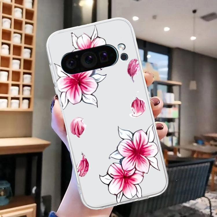 For Google Pixel 9 Pro Colored Drawing Pattern Transparent TPU Phone Case(Sakura) - Google Cases by PMC Jewellery | Online Shopping South Africa | PMC Jewellery | Buy Now Pay Later Mobicred